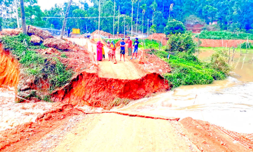 റോഡ് നിർമാണത്തിലെ അപാകത; മഴയിൽ രണ്ടു താൽക്കാലിക പാലങ്ങൾ തകർന്നു; ലക്ഷങ്ങളുടെ കൃഷിനാശം