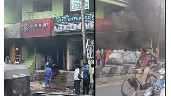 ഇലക്ട്രിക് സ്കൂട്ടറിന് തീപിടിച്ചു; തമിഴ്നാട്ടിൽ സ്കൂട്ടർ ഷോറൂം കത്തിനശിച്ചു