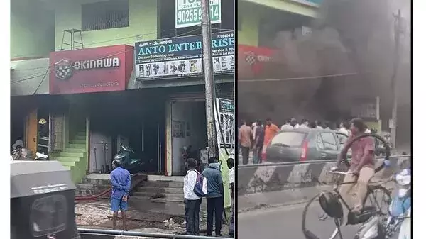 ഇലക്ട്രിക് സ്കൂട്ടറിന് തീപിടിച്ചു; തമിഴ്നാട്ടിൽ സ്കൂട്ടർ ഷോറൂം കത്തിനശിച്ചു