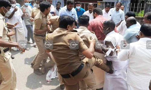 വീണ്ടും കെ-റെയിൽ സർവേ കല്ലിടൽ; കഴക്കൂട്ടത്ത് നാട്ടുകാർ തടഞ്ഞു; ചവിട്ടി പൊലീസ്
