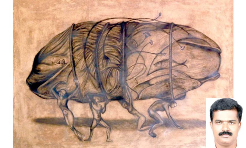 പരിസ്ഥിതി സന്ദേശം രേഖാചിത്രമായി; തോമസ് കുര്യന്‍റെ വര ദേശീയ പ്രദർശനത്തിന്