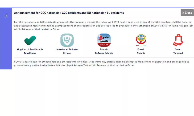 ജി.സി.സി, ഇ.യു പൗരന്മാർക്കും താമസക്കാർക്കും ഇഹ്തിറാസ് ജി.സി.സി, ഇ.യു പൗരന്മാർക്കും താമസക്കാർക്കും ഇഹ്തിറാസ്