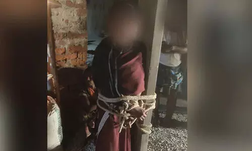 അവിഹിത ബന്ധമാരോപിച്ച് യുവതിയെ തൂണിൽ കെട്ടിയിട്ട് മർദിച്ചു; ഭർത്താവടക്കം അഞ്ചുപേർ അറസ്റ്റിൽ