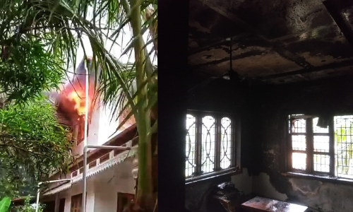 എ.സി യിൽ നിന്ന് തീപടർന്ന് മുറി കത്തിനശിച്ചു
