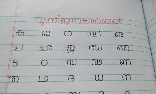 മലയാളം അക്ഷരമാല ഒന്ന്, രണ്ട് ക്ലാസ് പാഠപുസ്തകത്തിൽ