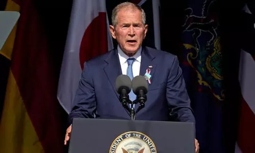 റ​ഷ്യ​യു​ടെ ഇ​റാ​ഖ് അ​ധി​നി​വേ​ശം; നാ​ക്കു പി​ഴ​ച്ച് ജോർജ് ബു​ഷ്