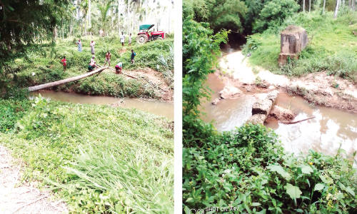 തകർന്ന പാലം നന്നാക്കിയില്ല; വാണാറമ്പത്തുകാർക്ക് യാത്രാദുരിതം