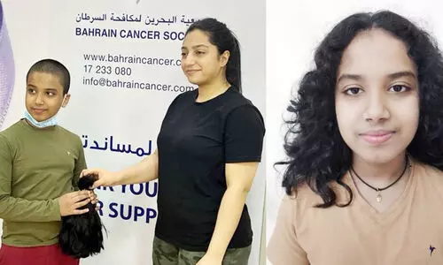 അ​ർ​ബു​ദ രോ​ഗി​ക​ൾ​ക്കാ​യി മു​ടി ദാ​നം ന​ൽ​കി വി​ദ്യാ​ർ​ഥി