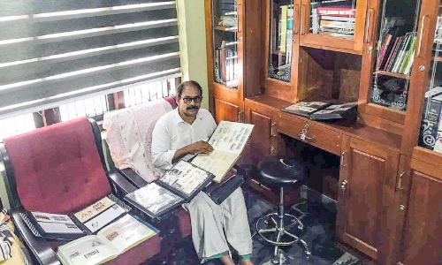 Abdur Rahman collects Hajj stamps