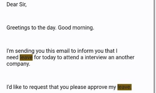 leave application screen short