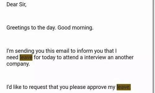 leave application screen short