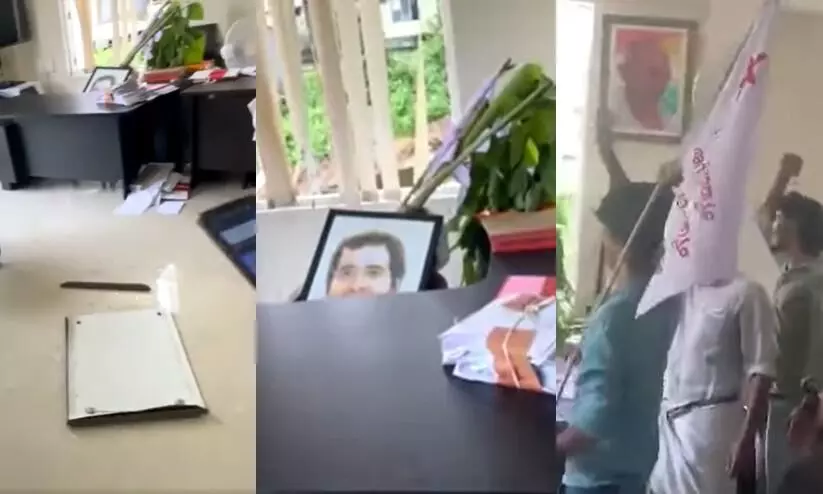 രാഹുൽ ഗാന്ധി എം.പിയുടെ വയനാട്ടിലെ ഓഫിസ് എസ്.എഫ്.ഐ പ്രവർത്തകർ അടിച്ചുതകർത്തു