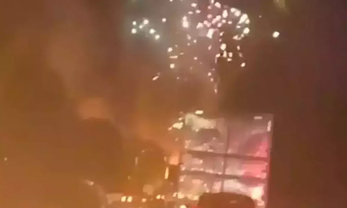Truck carrying over 4,500 kg of fireworks catches fire