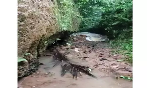 ഒടയംചാലിൽ തോട് വഴിമാറി ഒഴുകിയതിനുപിന്നാലെ വൻ ഗർത്തം