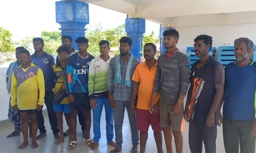 The fishermen who were apprehended by Sri Lankan Navy The fishermen who were apprehended by Sri Lankan Navy