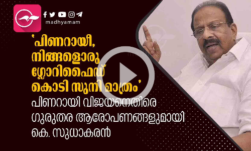 പിണറായീ, നിങ്ങളൊരു ഗ്ലോറിഫൈഡ് കൊടി സുനി മാത്രം ഗുരുതര ആരോപണങ്ങളുമായി കെ. സുധാകരൻ