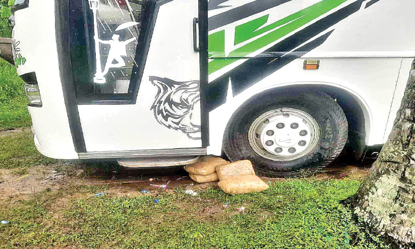 നിർത്തിയിട്ട ടൂറിസ്റ്റ് ബസിനടിയിൽ ഒളിപ്പിച്ച ഒമ്പത് കിലോ കഞ്ചാവ് പിടികൂടി