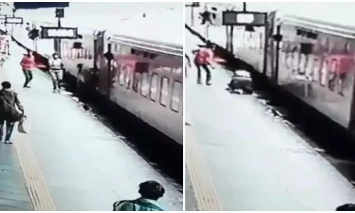 ഓടിത്തുടങ്ങിയ തീവണ്ടിയിൽ കയറാൻ ശ്രമം, പ്ലാറ്റ്ഫോമിനും പാളത്തിനും ഇടയിൽ കുടുങ്ങിയ യുവതിയെ വനിത കോൺസ്റ്റബിൾ രക്ഷിച്ചു