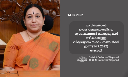 wayanad collector, Rain holiday