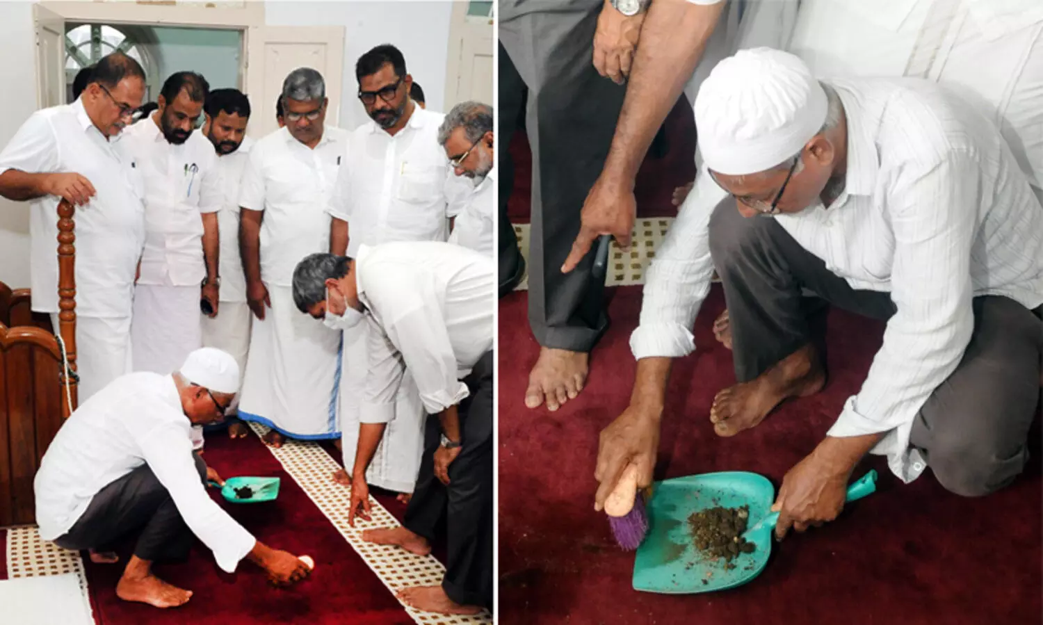 കണ്ണൂർ മൊയ്തീൻ പള്ളിക്കുള്ളിൽ ചാണകം വിതറി