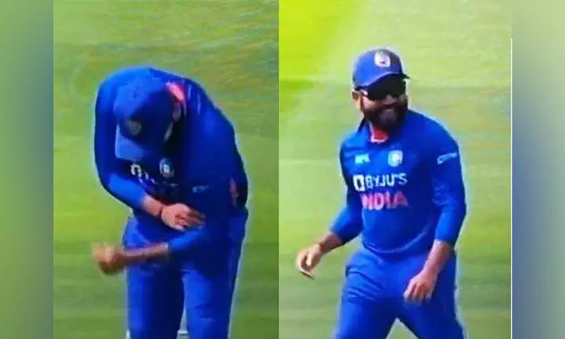 സ്ഥാനം തെറ്റിയ തോളെല്ല് സ്വയം ശരിയാക്കി ഹിറ്റ്മാൻ; വിഡിയോ വൈറൽ