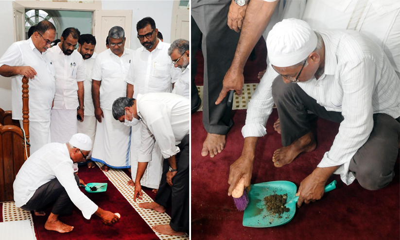 കണ്ണൂർ മൊയ്തീൻ പള്ളിക്കുള്ളിൽ ചാണകം വിതറി കണ്ണൂർ മൊയ്തീൻ പള്ളിക്കുള്ളിൽ ചാണകം വിതറി