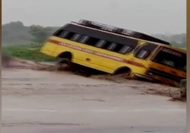 School Bus Topples Over In Floodwater In Uttarakhand School Bus Topples Over In Floodwater In Uttarakhand
