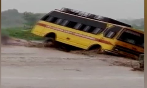 School Bus Topples Over In Floodwater In Uttarakhand