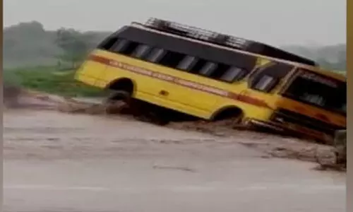 School Bus Topples Over In Floodwater In Uttarakhand