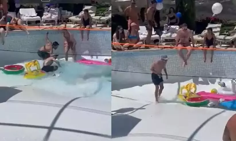 Shocking Video Shows Sinkhole Opening Under Swimming Pool During Party, Dragging Man In
