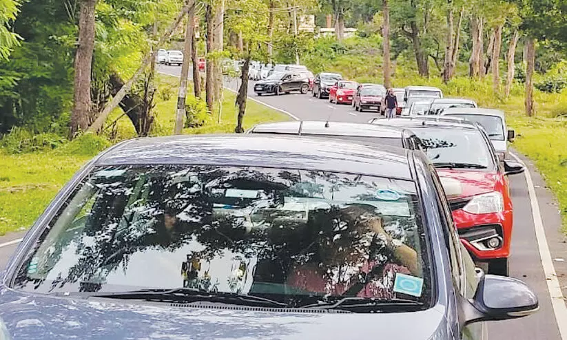 ദേശീയപാതയിൽ വാഹനക്കുരുക്ക്; ഗുണ്ടൽപേട്ടിലേക്ക് സഞ്ചാരികളുടെ ഒഴുക്ക് ദേശീയപാതയിൽ വാഹനക്കുരുക്ക്; ഗുണ്ടൽപേട്ടിലേക്ക് സഞ്ചാരികളുടെ ഒഴുക്ക്