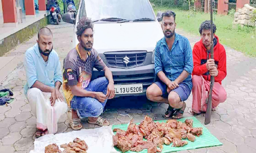 മലമാനിന്‍റെ ഇറച്ചിയുമായി നാലംഗ വേട്ടസംഘം പിടിയിൽ
