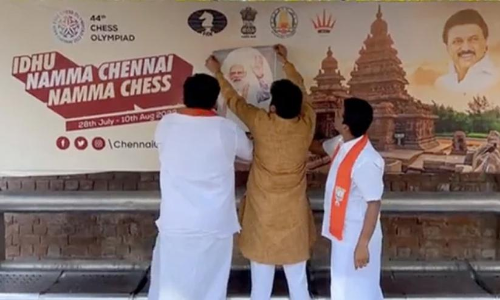 BJP Man Sticks PMs Photo On Billboards Of Tamil Nadu Chess Event