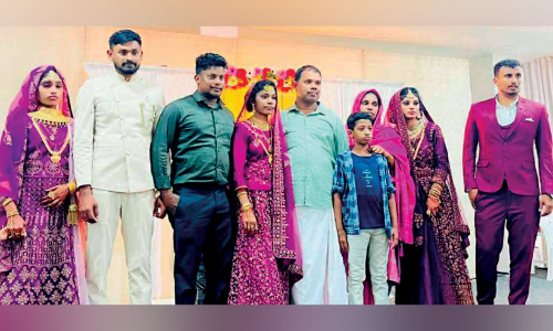 ഒറ്റ പ്രസവത്തിൽ ജനിച്ച മൂന്ന് പേർക്ക് ഒരേ ദിനം മാംഗല്യം