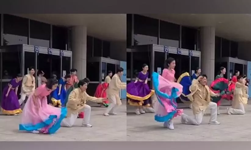 Korean Students dance to Madhuri Dixits popular song Ghaghra