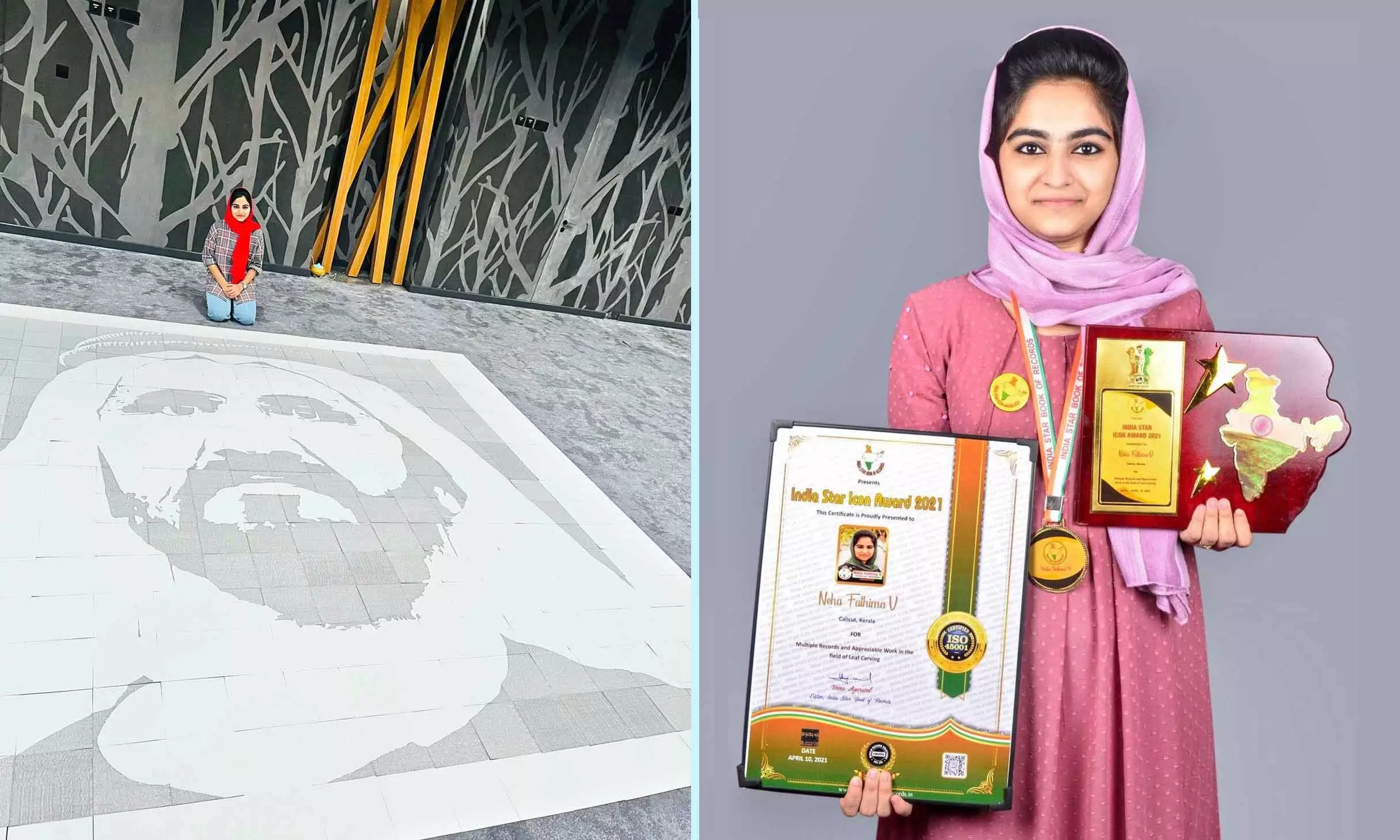 അ​​ക്ഷ​​ര​​ങ്ങ​​ളി​​ൽ ശൈ​​ഖ്​ മു​​ഹ​​മ്മ​​ദി​​ന്‍റെ ചി​​ത്ര​മൊ​രു​ക്കി പ​​യ്യോ​​ളിക്കാരി