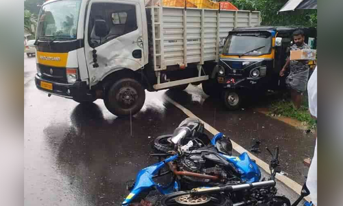 ദേശീയപാതയിൽ വാഹനാപകടം; യുവാവിന് പരിക്ക്