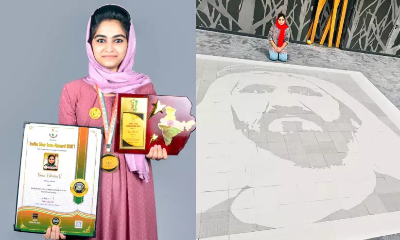 അക്ഷരങ്ങളിൽ ശൈഖ് മുഹമ്മദിന്റെ ചിത്രം; ഇത് നേഹയുടെ സ്നേഹ സമ്മാനം അക്ഷരങ്ങളിൽ ശൈഖ് മുഹമ്മദിന്റെ ചിത്രം; ഇത് നേഹയുടെ സ്നേഹ സമ്മാനം