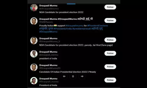 രാഷ്ട്രപതി ദ്രൗപതി മുർമുവി​ന്‍റെ പേരിൽ 50ലേറെ ട്വിറ്റർ അക്കൗണ്ടുകൾ!