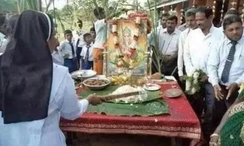 സമാധാനമായി പള്ളി പണിയാൻ ഗണപതിയോട് പ്രാർത്ഥിച്ച് കന്യാസ്ത്രീ; എന്താണ് സത്യം