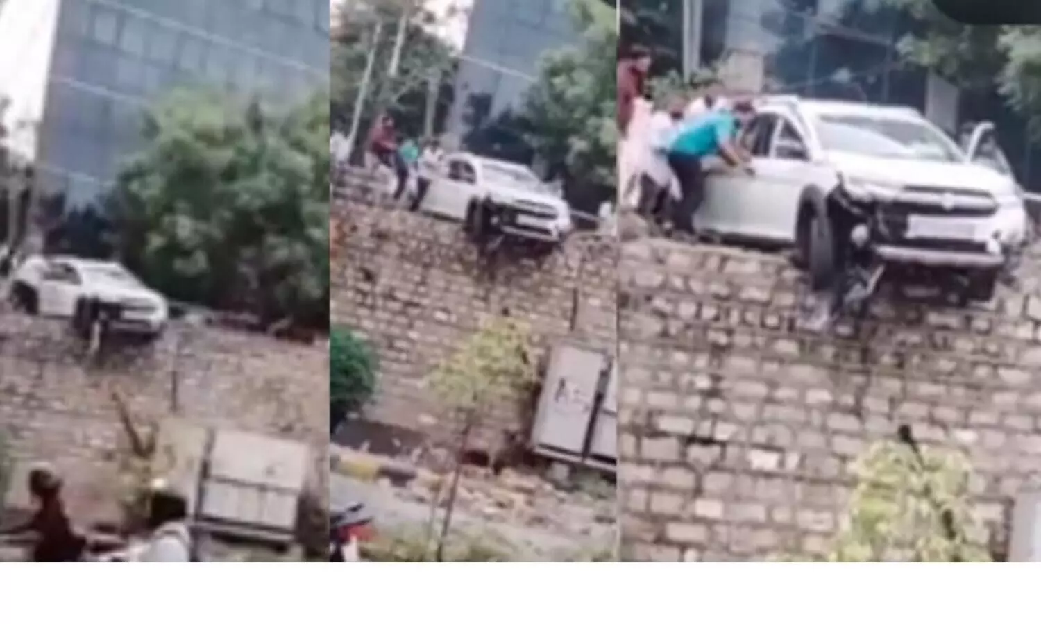 Watch: Woman has lucky escape after car brakes fail in Hyderabad