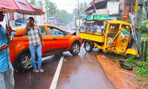 മട്ടന്നൂരില്‍ വാഹനാപകടം; മൂന്നുപേര്‍ക്ക് പരിക്ക്