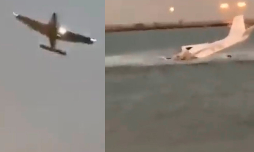 ചെറുവിമാനം കടലിൽ പതിക്കുന്നതിന് മുമ്പും ശേഷവുമുള്ള ദൃശ്യങ്ങൾ