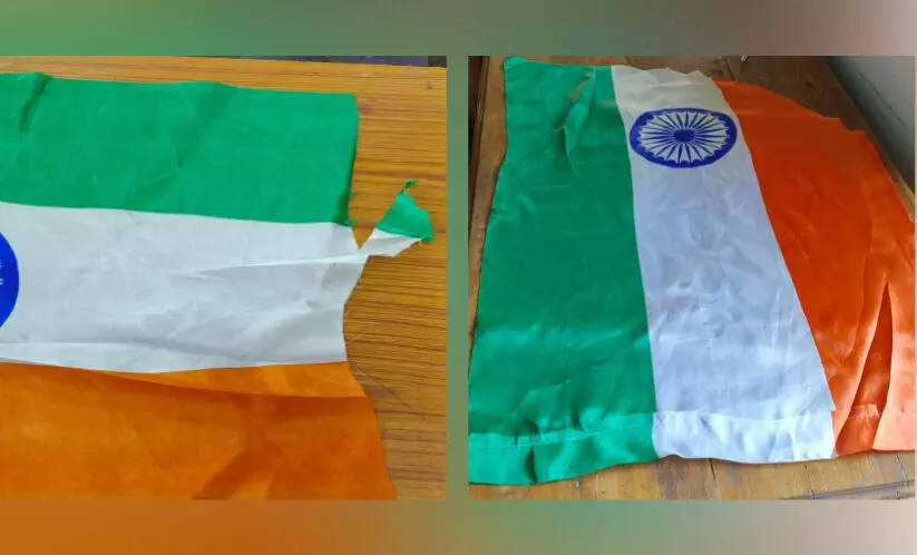 ദേശീയപതാക തയാറാക്കിയതിൽ പാകപ്പിഴ; പുതിയത് വാങ്ങാൻ നെട്ടോട്ടം