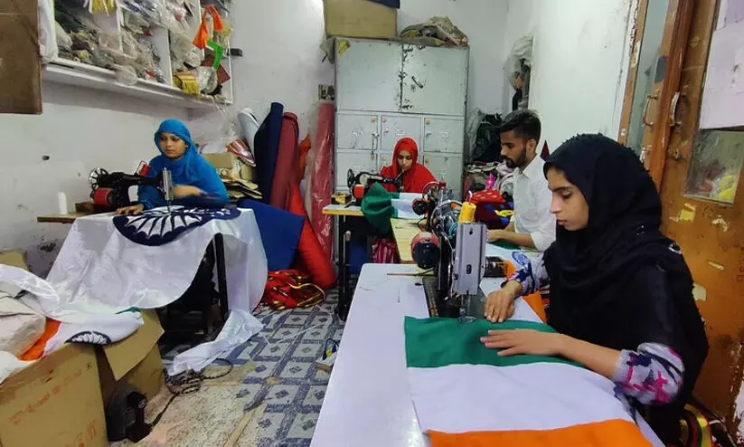 Muslim women in Malerkotla stitch flags for Har Ghar Tiranga