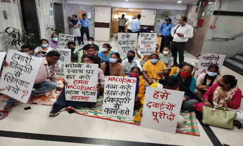 മരുന്നില്ല; ഡൽഹിയിൽ എയിഡ്സ് രോഗികളുടെ പ്രതിഷേധം