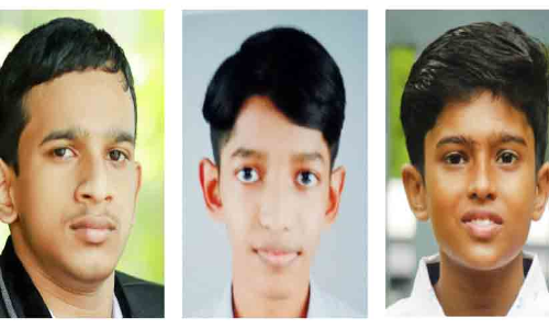 ഇൻസ്പെയർമാനക്കിൽ ഇടംനേടി ജില്ലയിൽ നിന്ന് മൂന്നു വിദ്യാർഥികൾ