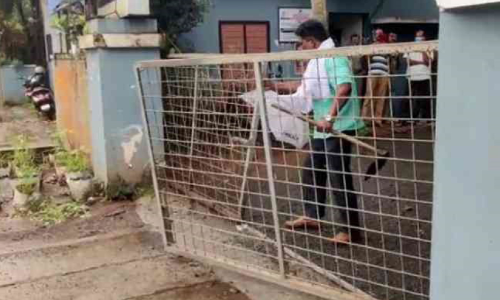 ഗുരുവായൂർ സ്റ്റേഷനിൽ നായുമായെത്തി മധ്യവയസ്കന്‍റെ അക്രമം