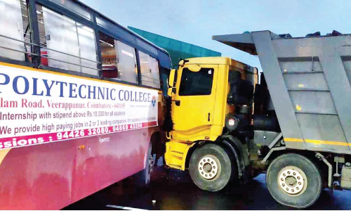 കെ.എസ്.ആർ.ടി.സി ബസും ലോറിയും കൂട്ടിയിടിച്ചു