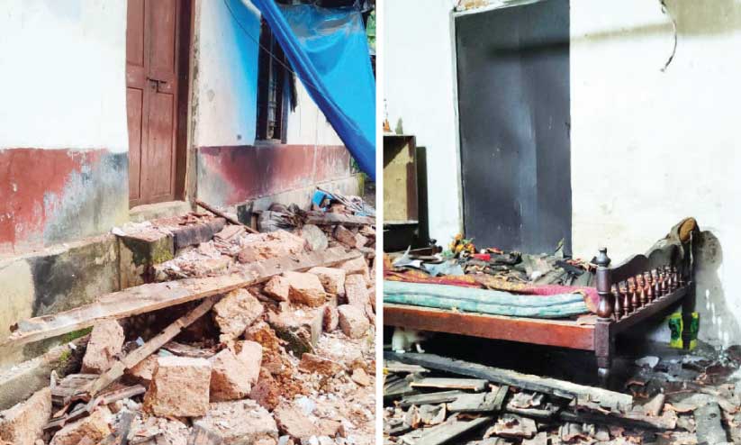 രാത്രി വീട് തകർന്നു; വീട്ടുകാർ രക്ഷപ്പെട്ടത് തലനാരിഴക്ക് രാത്രി വീട് തകർന്നു; വീട്ടുകാർ രക്ഷപ്പെട്ടത് തലനാരിഴക്ക്